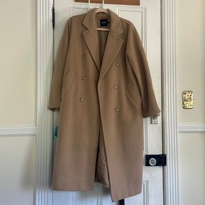 Oversized Tan Taupe Double Breasted Blazer Coat